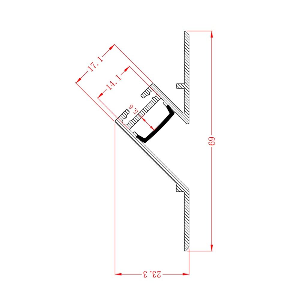 2 meter stair nosing led profile HL-A069 sizes