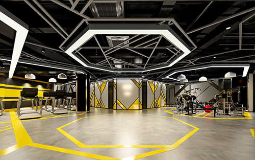 Examples Of Hexagonal Lighting Fixtures In Gyms
