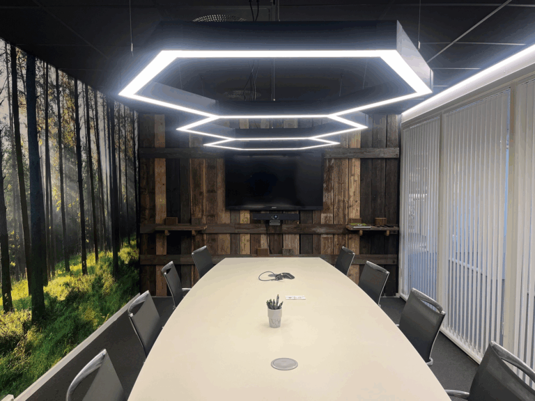 La imagen de la iluminación de salas de conferencias Estudio de caso: Hl-Pb5075A-E08 Solución Led Modular (Aventura en el bosque noruego) Iluminación de oficinas