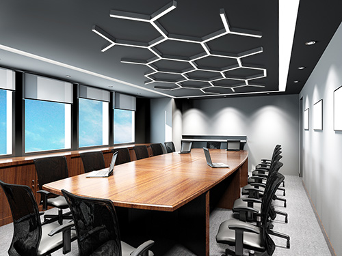 Conference Room Lighting - Geometric Mosaic Design