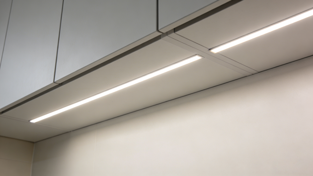 Plaster-in LED profile under kitchen cabinet