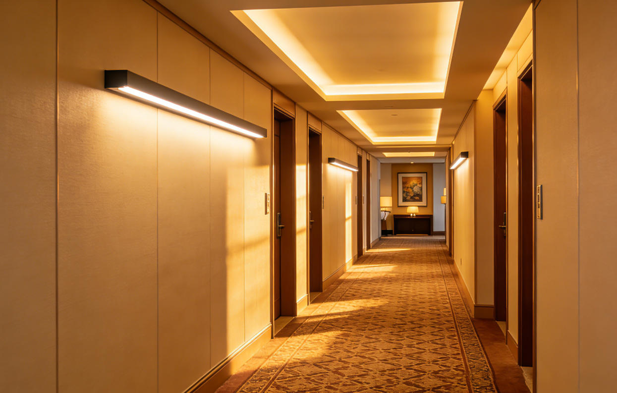 Стандартизация освещения коридоров в международных гостиничных сетях