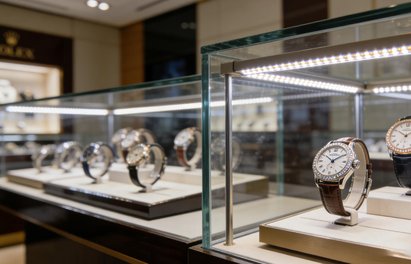 إضاءة العرض الفاخرة للساعات الفاخرة بوتيك الساعات الفاخرة