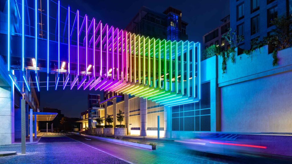Shenzhen Helian Electronics (HLLED) Successfully Concluded Its Participation in Light + Building 2026 Frankfurt 16 Neon lights – the bridge deck changes colour