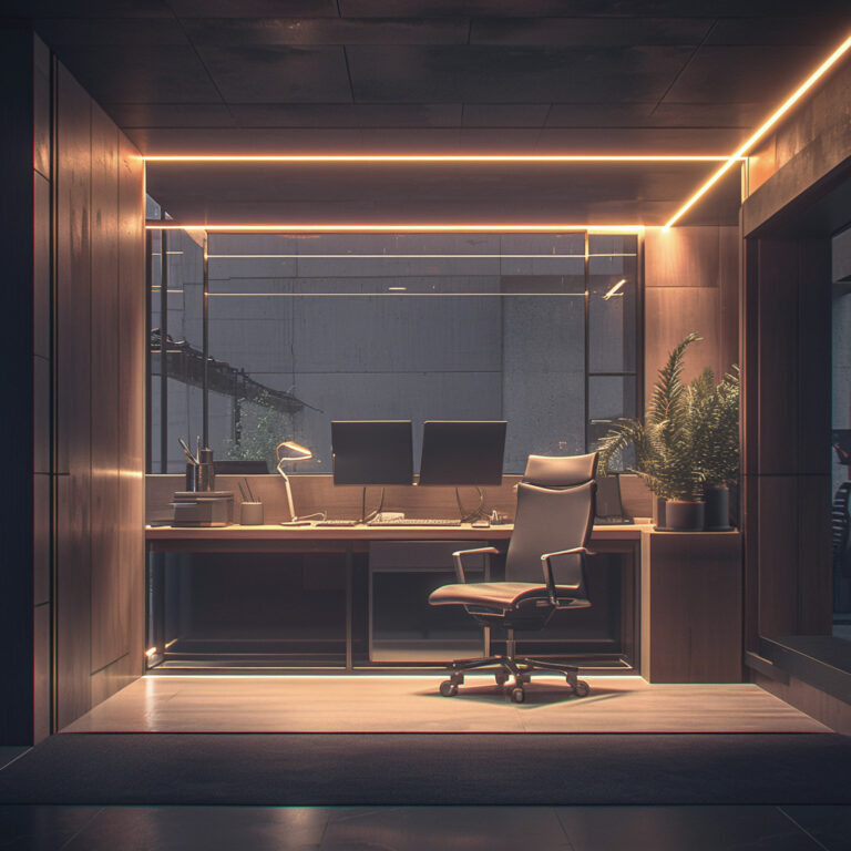 HL-1407 14mm Black Aluminum Profile Application in Solid Wood Office Linear Lighting
