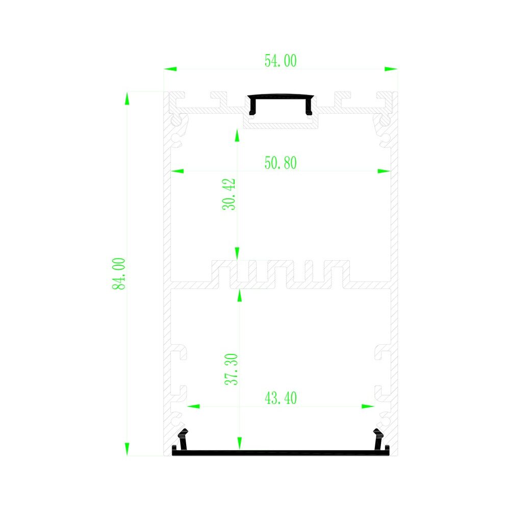 HL-A046-1 dimension drawing - 54×84mm LED profile cross-section and dimensions