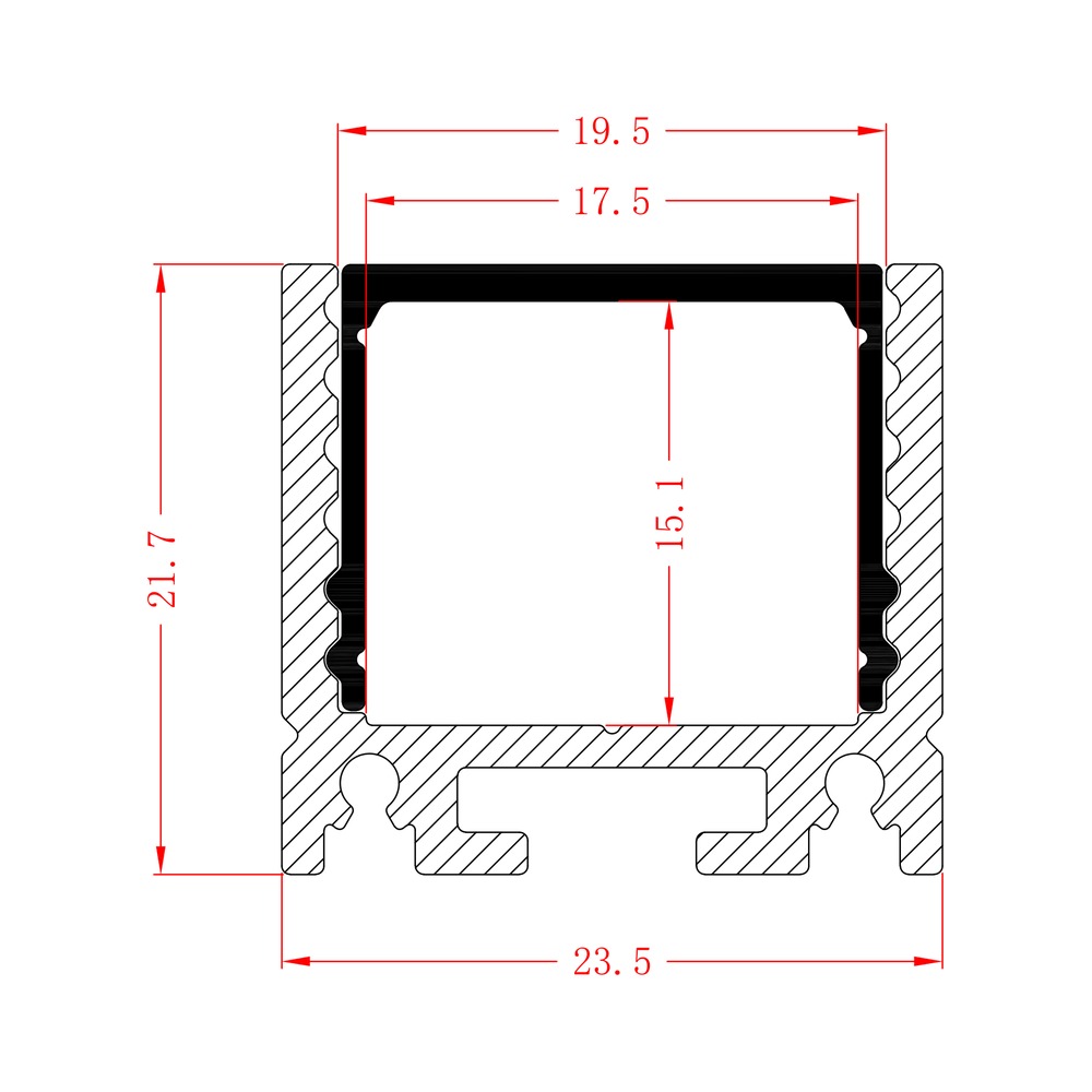 HL-A074 dimension drawing - 23.5×31.7mm LED profile cross-section and dimensions