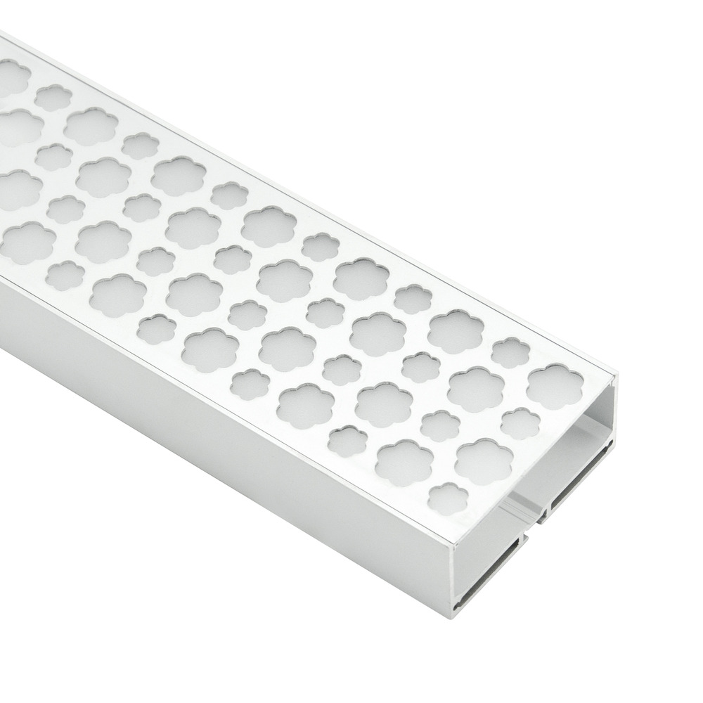 HL-B7532A - hollow-out extra wide strip LED profile, 74.8×32mm aluminum channel with opal diffuser