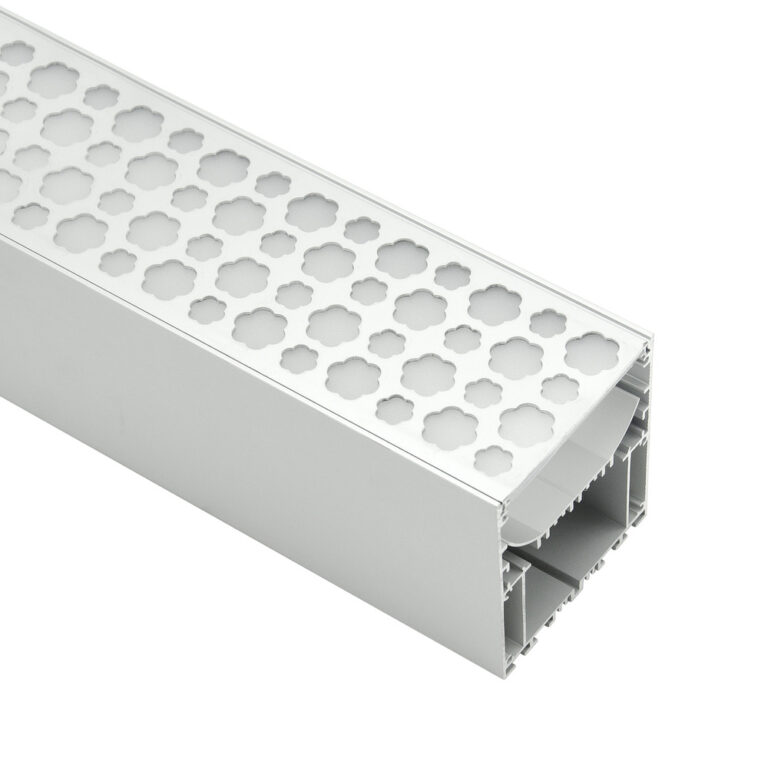 HL-B7580A - perforated deep LED profile, 75×80mm aluminum channel with opal diffuser