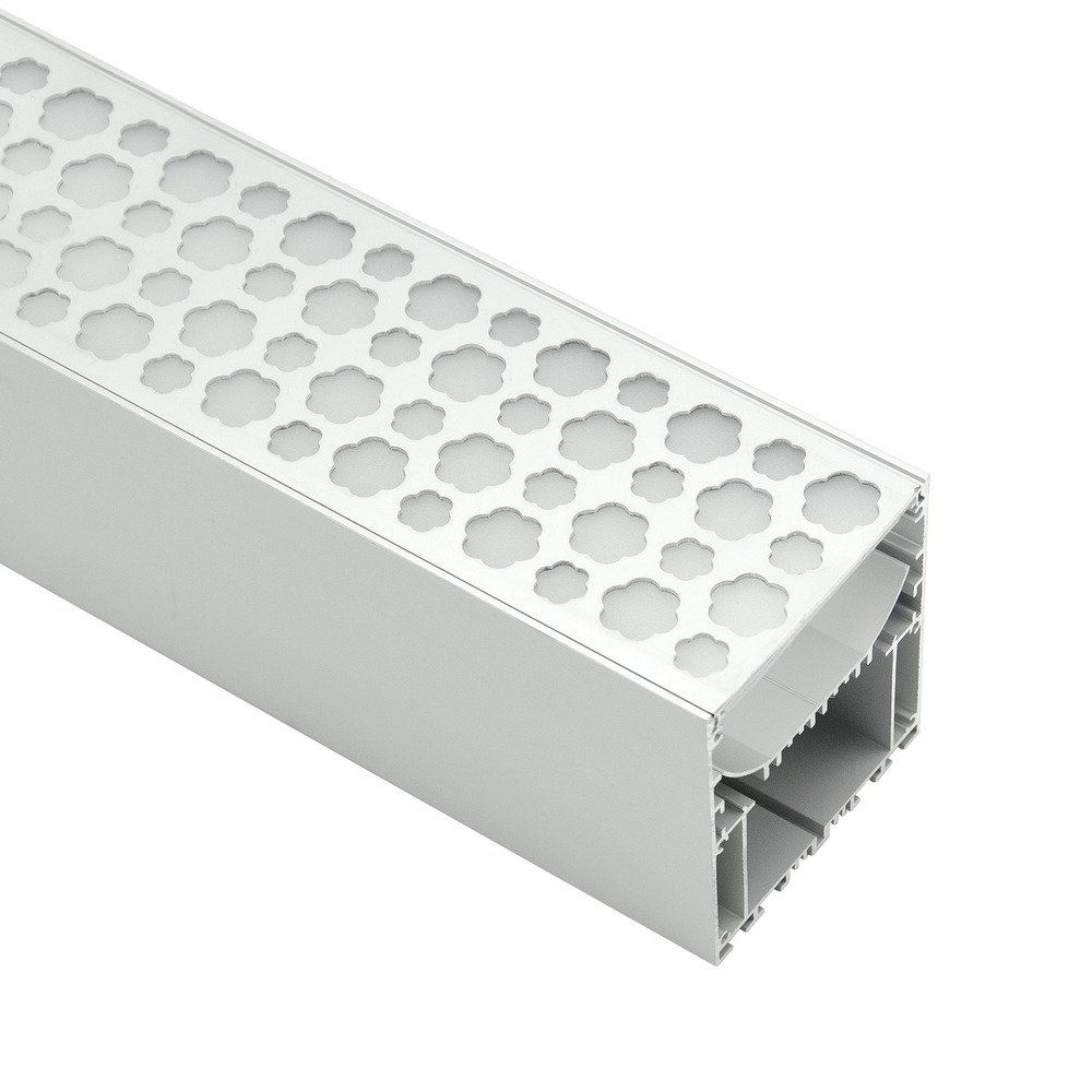 HL-B7580A - perforated deep LED profile, 75×80mm aluminum channel with opal diffuser