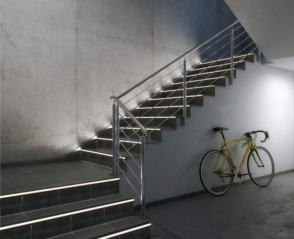 Stair surface mounted LED profile HL-BAPL022 - installed application example