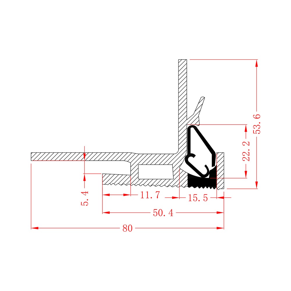 HL-BAPL037 dimension drawing - LED profile cross-section and dimensions