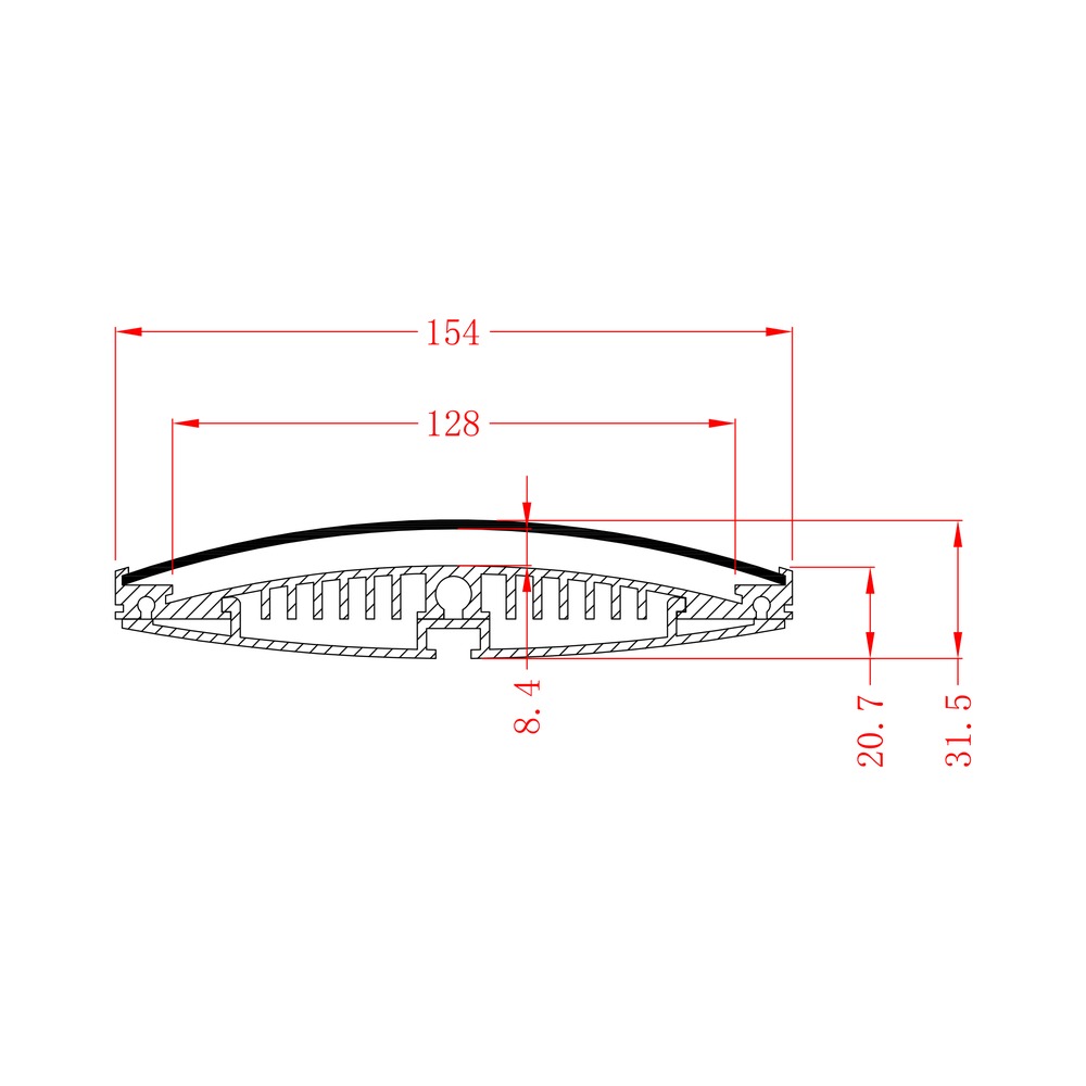 HL-BAPL041 dimension drawing - 154×31.5mm LED profile cross-section and dimensions