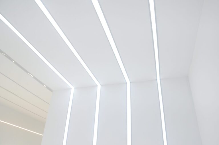 Black Anodized LED Profiles 7 Recessed LED ceiling profiles shown as a finished ceiling line in the showroom