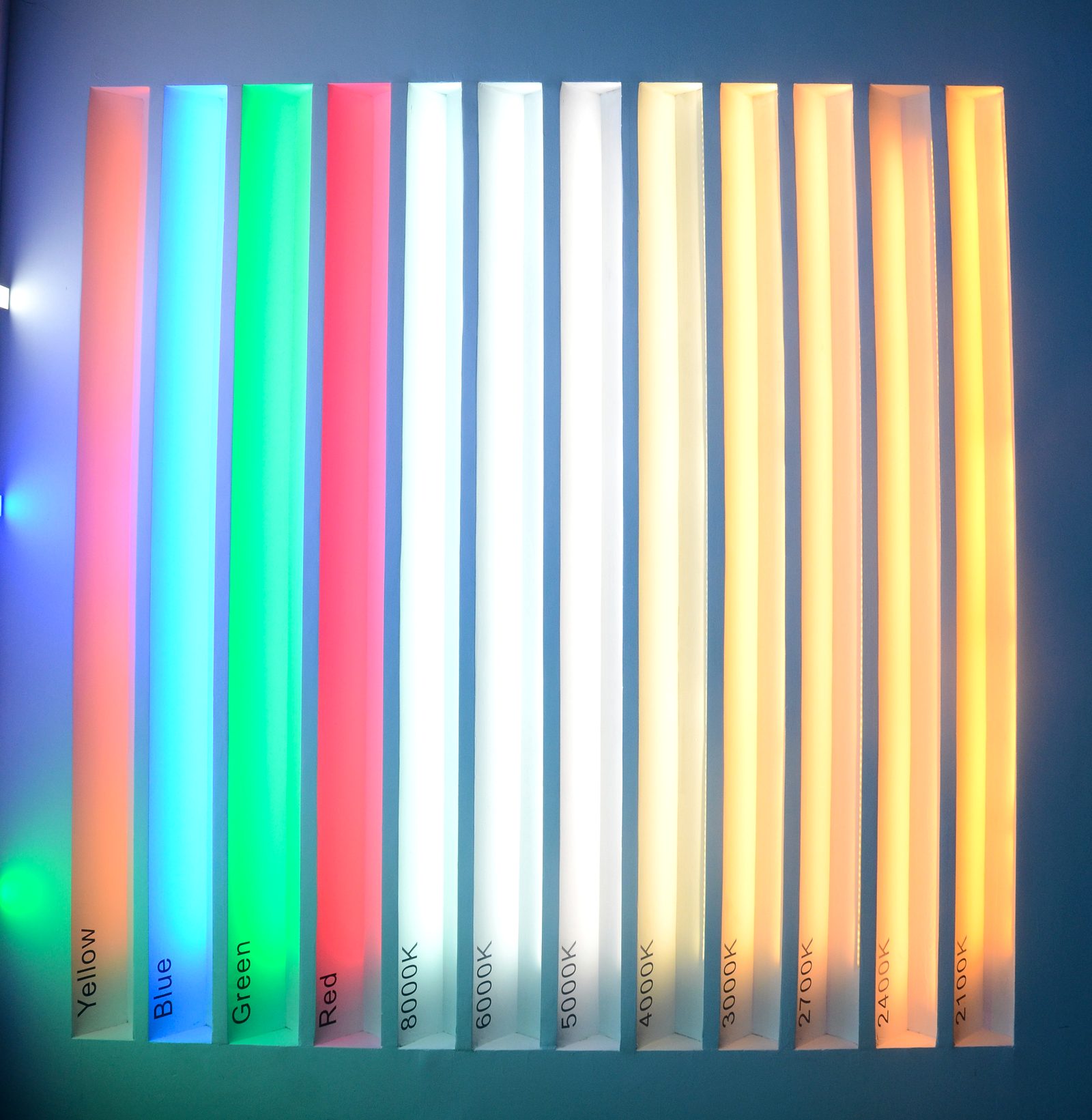About Helian | LED Aluminum Profiles & Linear Lighting 7 Profiles and neon flex lit across the range, from RGB to 8000 K and 2100 K